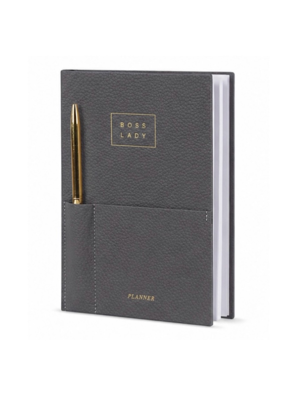 BOSS LADY Gray Planner with Pen Pocket